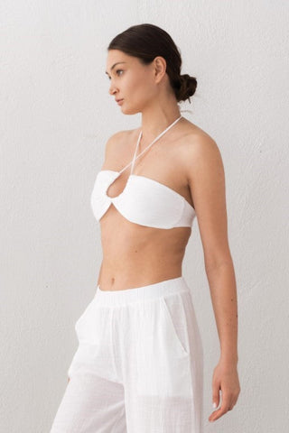 Muslin Front Drawstring Crop