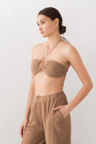 Muslin Front Drawstring Crop