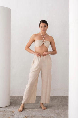 Muslin Front Drawstring Crop