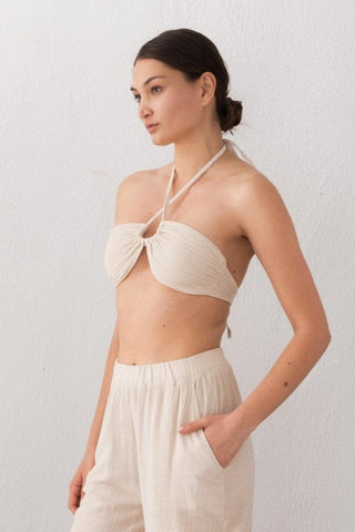 Muslin Front Drawstring Crop