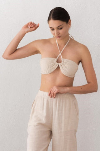 Muslin Front Drawstring Crop