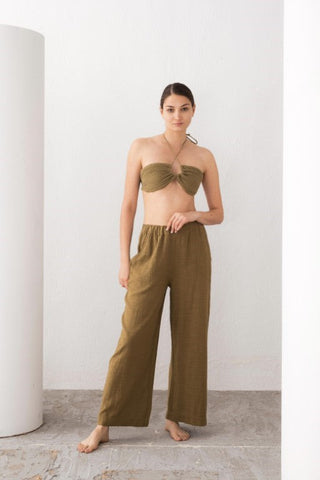 Muslin Front Drawstring Crop