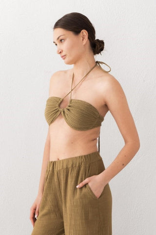 Muslin Front Drawstring Crop