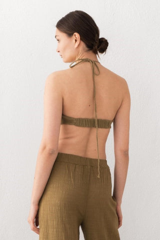 Muslin Front Drawstring Crop