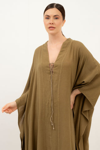 V-Neck Maxi Kaftan Dress - Dress