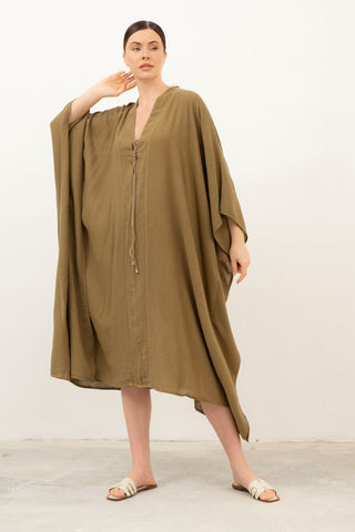 V-Neck Maxi Kaftan Dress - Dress