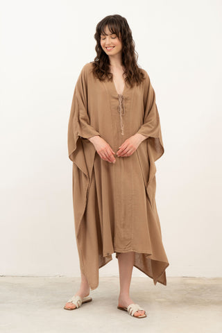 V-Neck Maxi Kaftan Dress - Dress