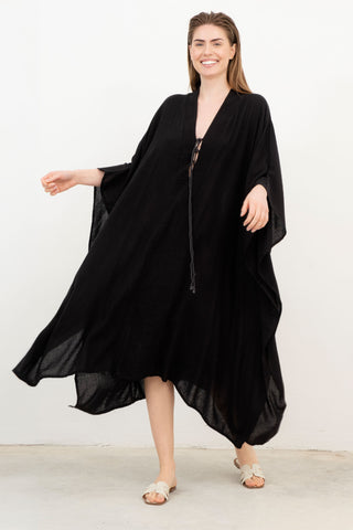 V-Neck Maxi Kaftan Dress - Dress